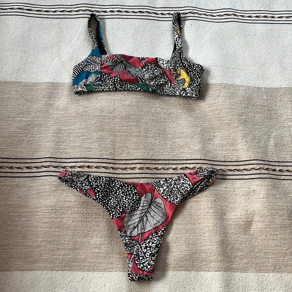 Farm Rio PATCHWORK LEAVES BIKINI BOTTOM + TOP